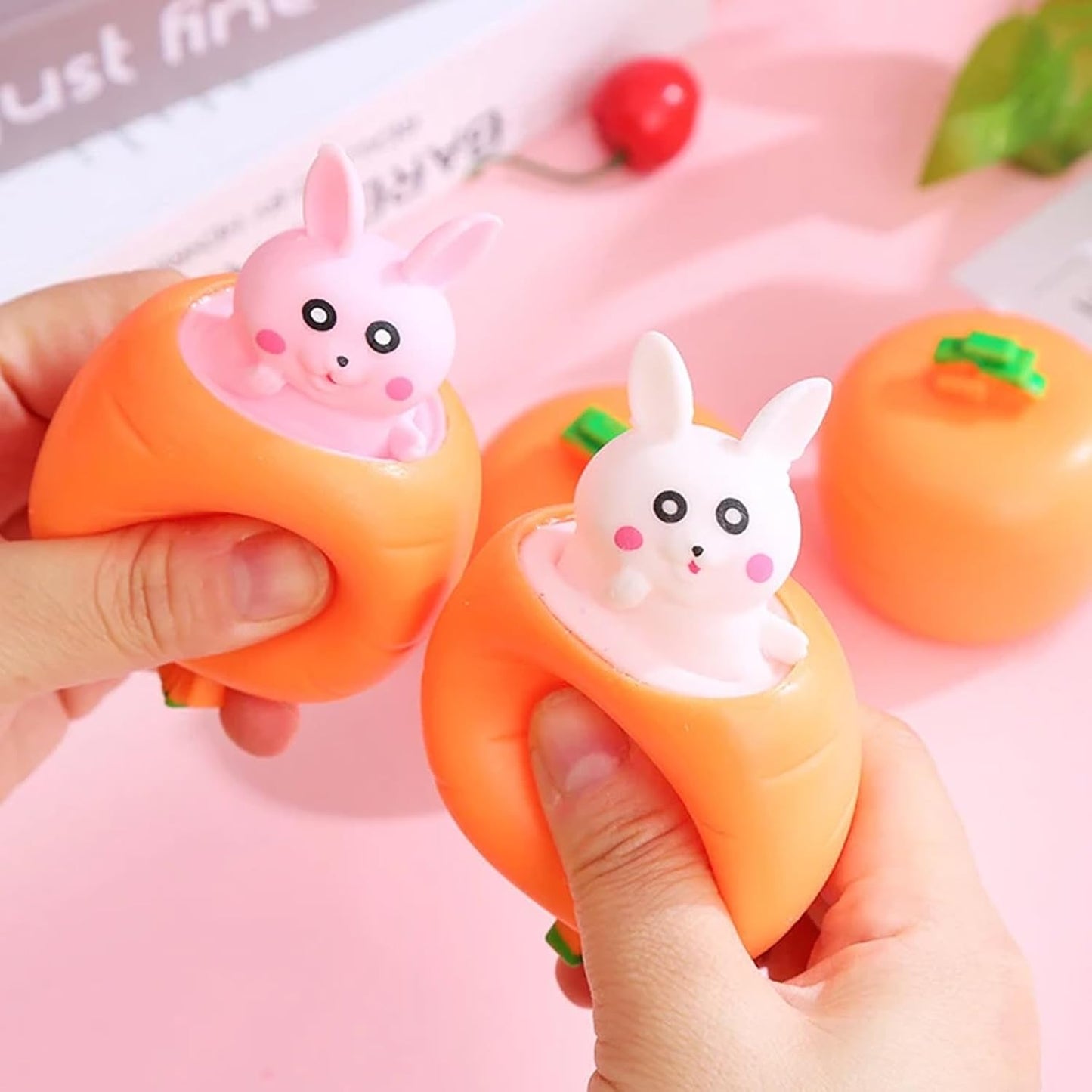 Pop Up Carrot Squishy Bunny Toy