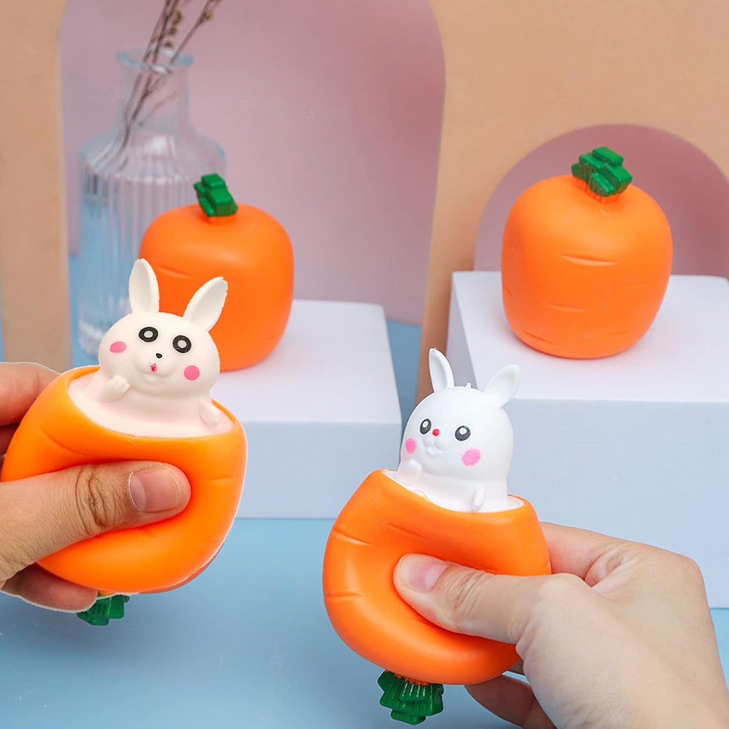 Pop Up Carrot Squishy Bunny Toy