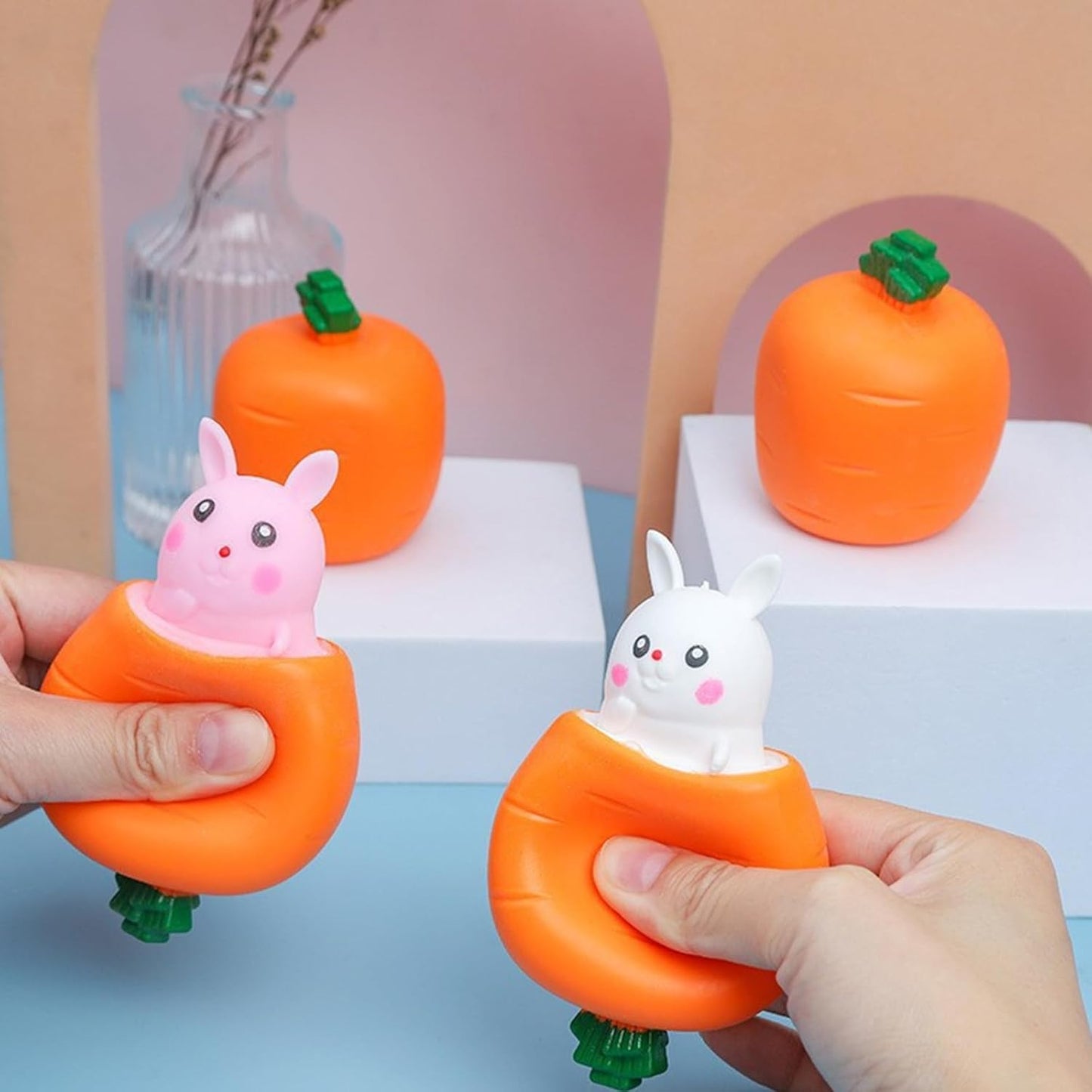 Pop Up Carrot Squishy Bunny Toy