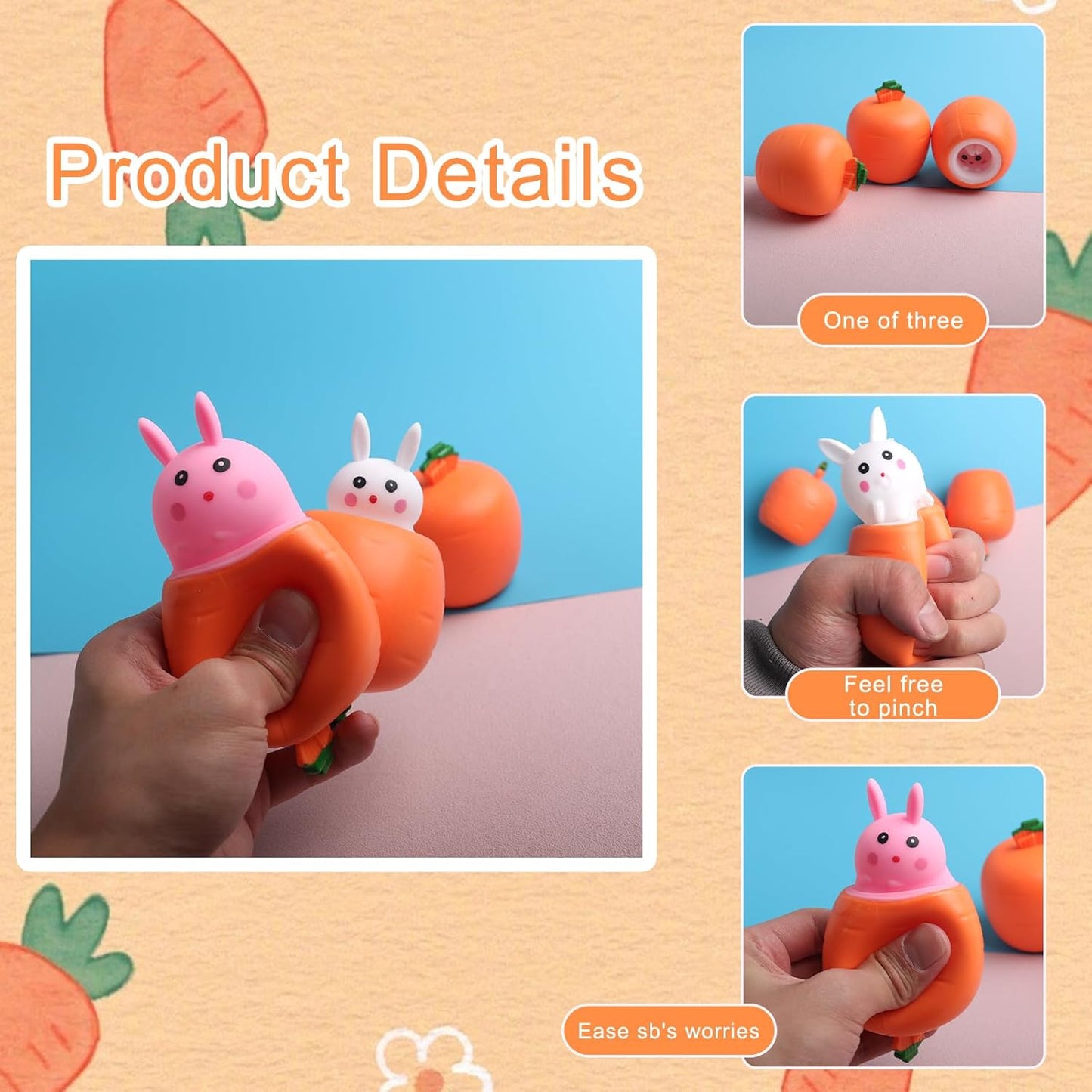 Pop Up Carrot Squishy Bunny Toy