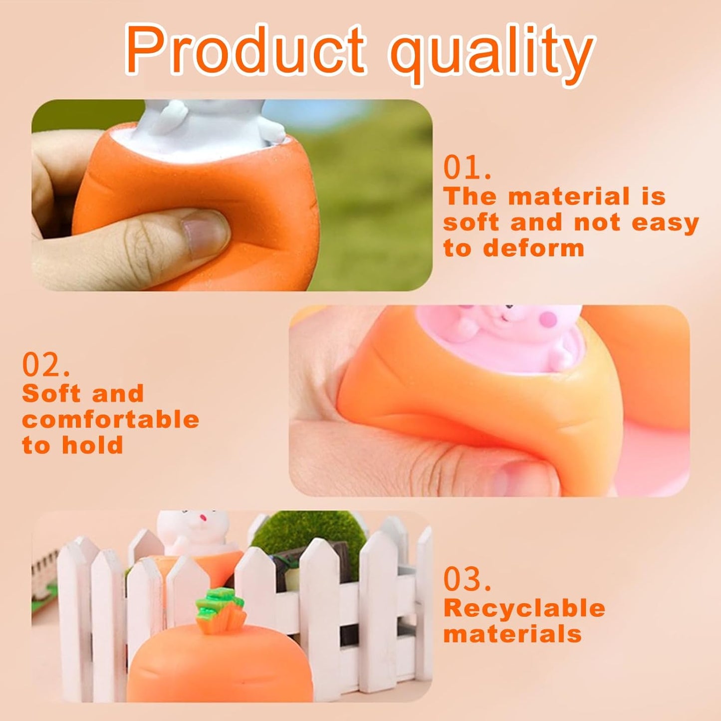 Pop Up Carrot Squishy Bunny Toy