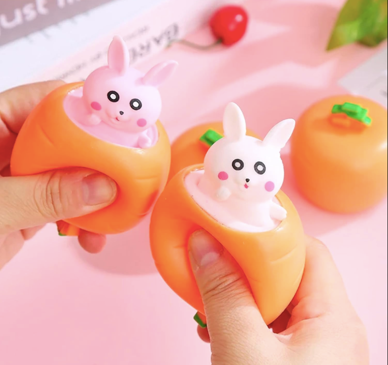 Pop Up Carrot Squishy Bunny Toy