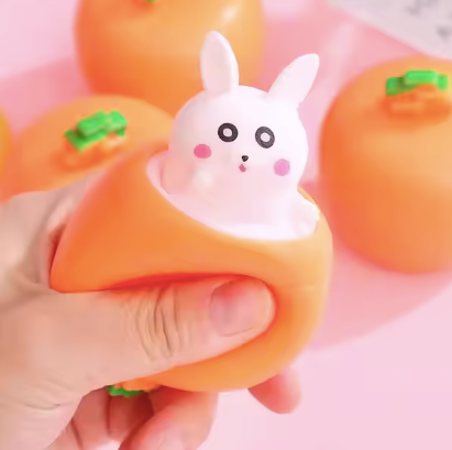 Pop Up Carrot Squishy Bunny Toy